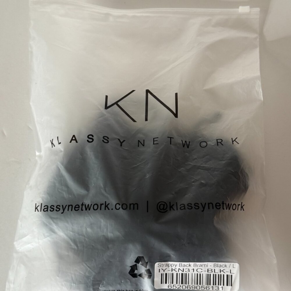 Klassy Network Black Crisscross Strappy Brami Crop Top with Built-In Pads Size L - Picture 4 of 5